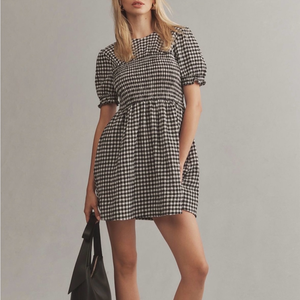 maeve puff-sleeve babydoll mini dress